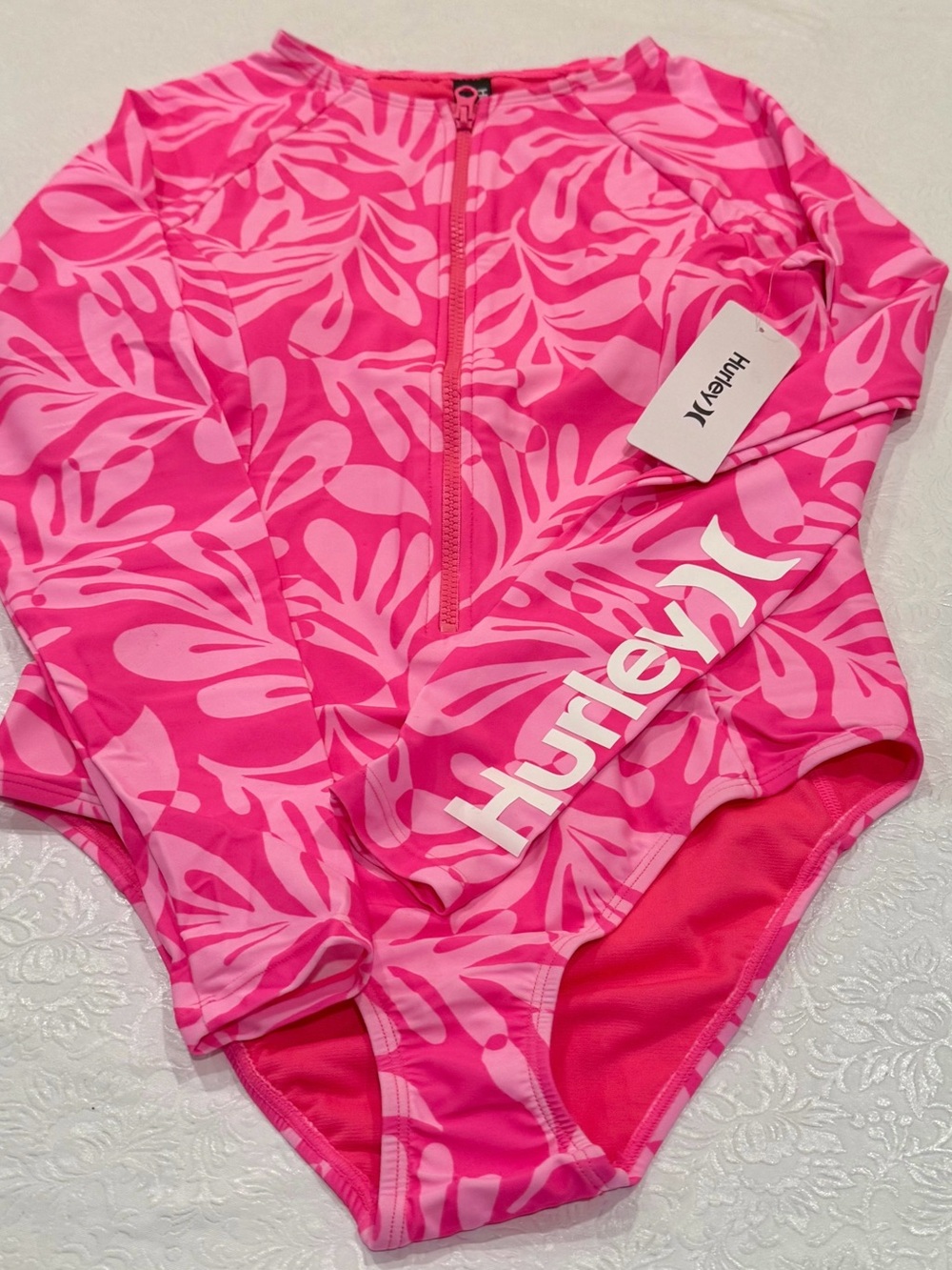 Hurley Pink Printed One-Piece Swimsuit